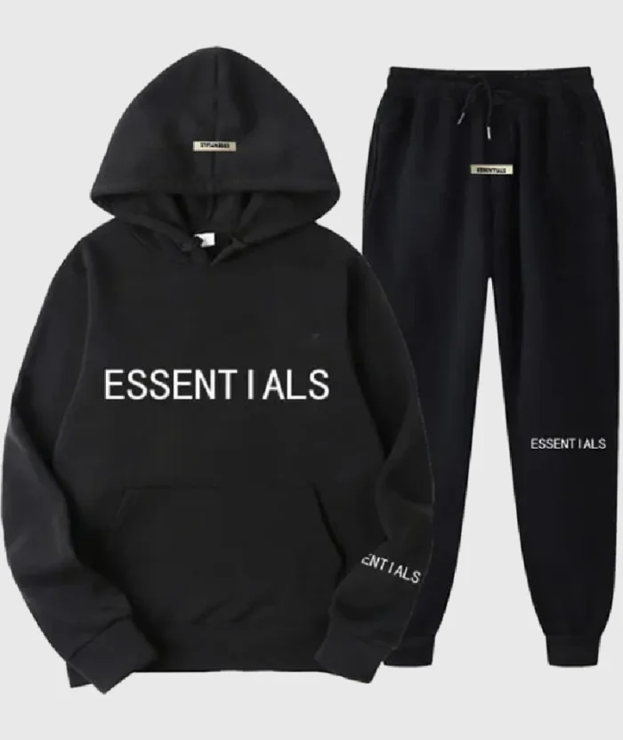 Essentials Spring Hooded Tracksuit Black